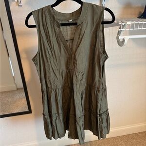 Women’s Olive Green Cotton Shift Dress